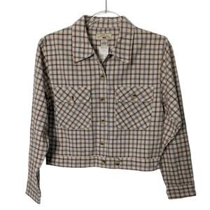 Vintage 90's County Seat Cropped Plaid Shirt Light Jacket Cotton Size S NWT